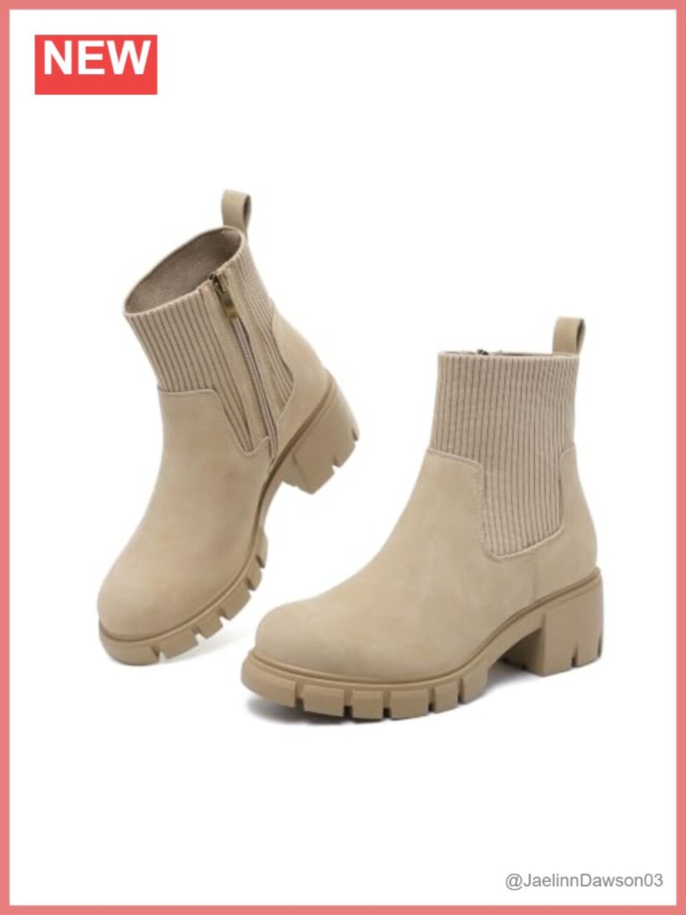 Womens Chelsea Ankle Boots Chunky Heel Platform Lug Sole Side Zip
